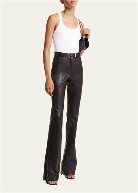 Michael Kors Collection Yasmeen Leather Split Bootleg Trousers